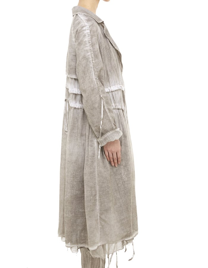 STUDIO B3 OVERSIZED DOUBLE LAYERED ADJUSTABLE COTTON GAUZE COAT - SLATE