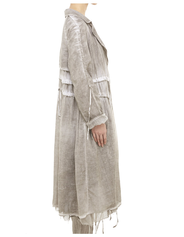 STUDIO B3 OVERSIZED DOUBLE LAYERED ADJUSTABLE COTTON GAUZE COAT - SLATE