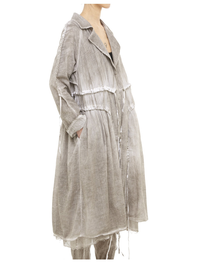 STUDIO B3 OVERSIZED DOUBLE LAYERED ADJUSTABLE COTTON GAUZE COAT - SLATE