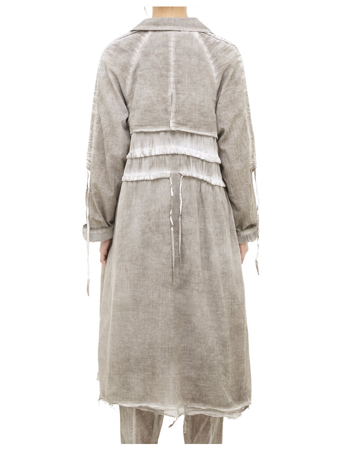 STUDIO B3 OVERSIZED DOUBLE LAYERED ADJUSTABLE COTTON GAUZE COAT - SLATE