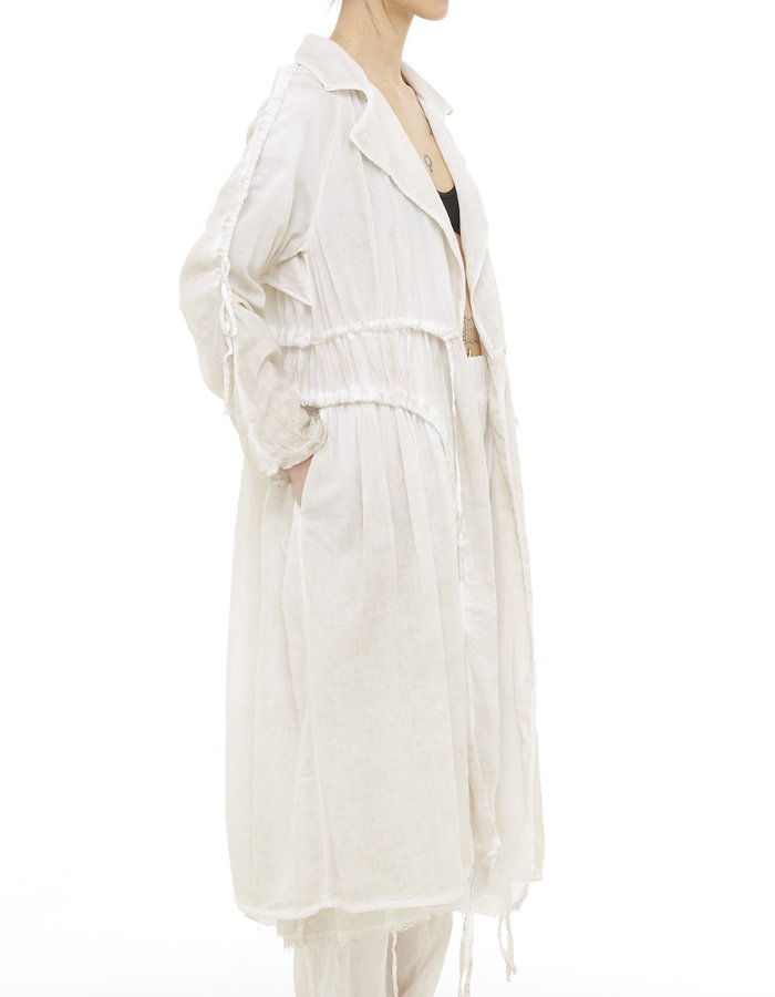 STUDIO B3 OVERSIZED DOUBLE LAYERED ADJUSTABLE COTTON GAUZE COAT - SAND