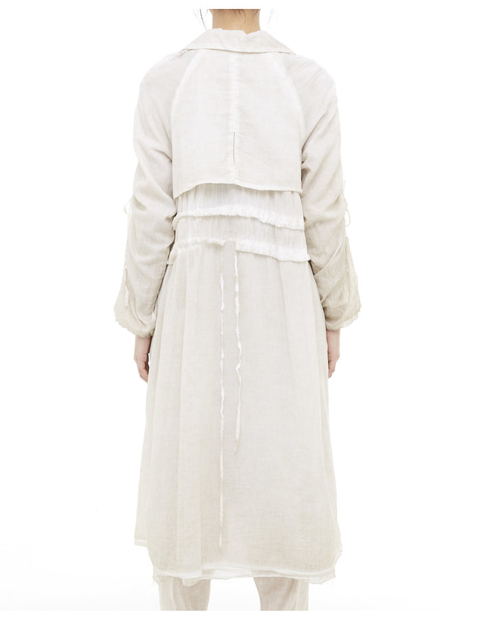 STUDIO B3 OVERSIZED DOUBLE LAYERED ADJUSTABLE COTTON GAUZE COAT - SAND