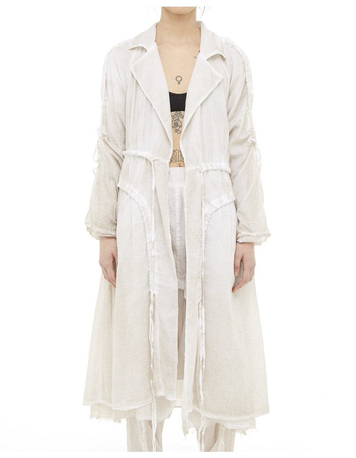 STUDIO B3 OVERSIZED DOUBLE LAYERED ADJUSTABLE COTTON GAUZE COAT - SAND