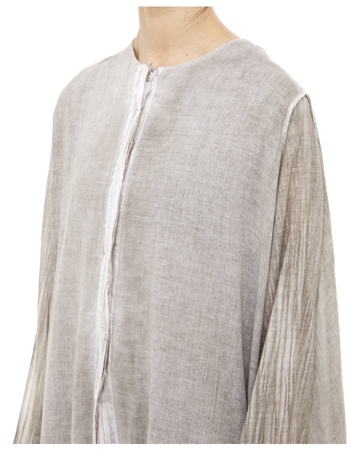 STUDIO B3 LONG GAUZE BUTTON UP WITH DRAPE PANELS - SLATE