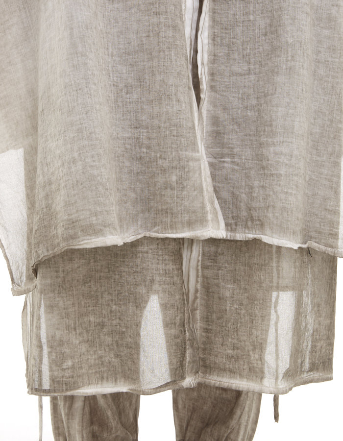 STUDIO B3 LONG GAUZE BUTTON UP WITH DRAPE PANELS - SLATE