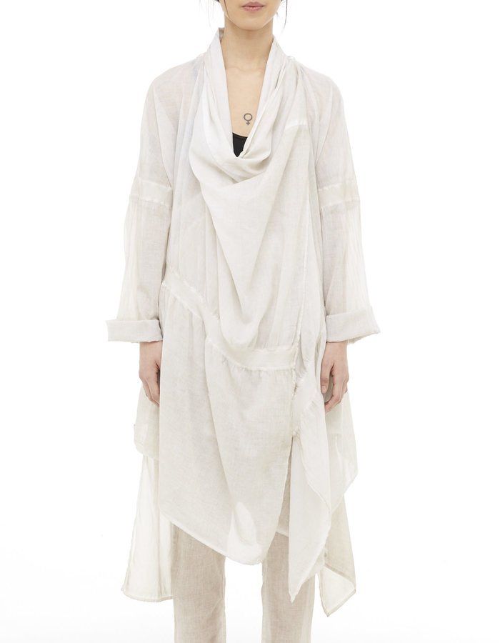 STUDIO B3 COTTON GAUZE CARDIGAN W/ DRAWSTRINGS - SAND