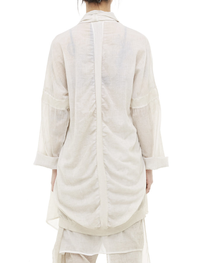 STUDIO B3 COTTON GAUZE CARDIGAN W/ DRAWSTRINGS - SAND