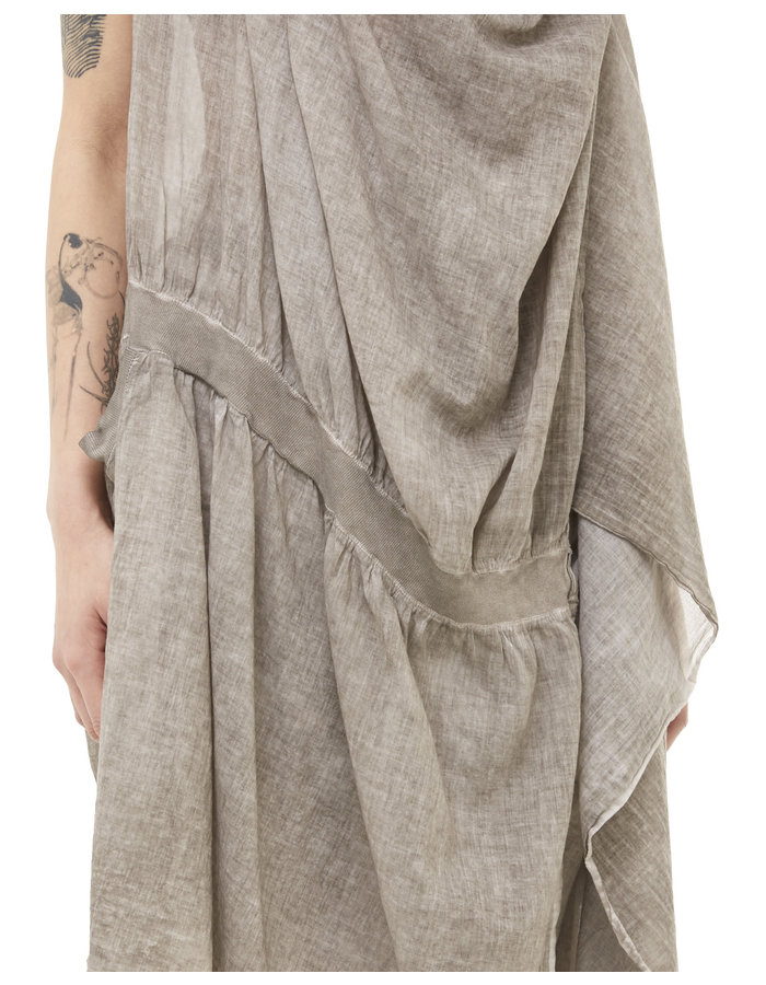 STUDIO B3 RIB DETAIL COTTON GAUZE HOODED VEST - SLATE