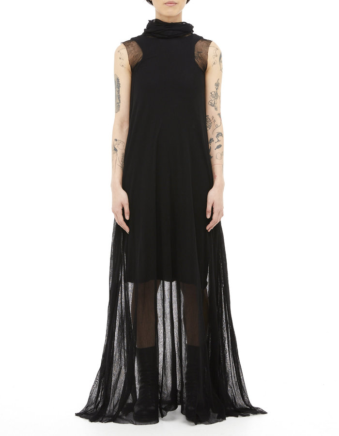 STUDIO B3 MESH & JERSEY LONG MAXI DRESS