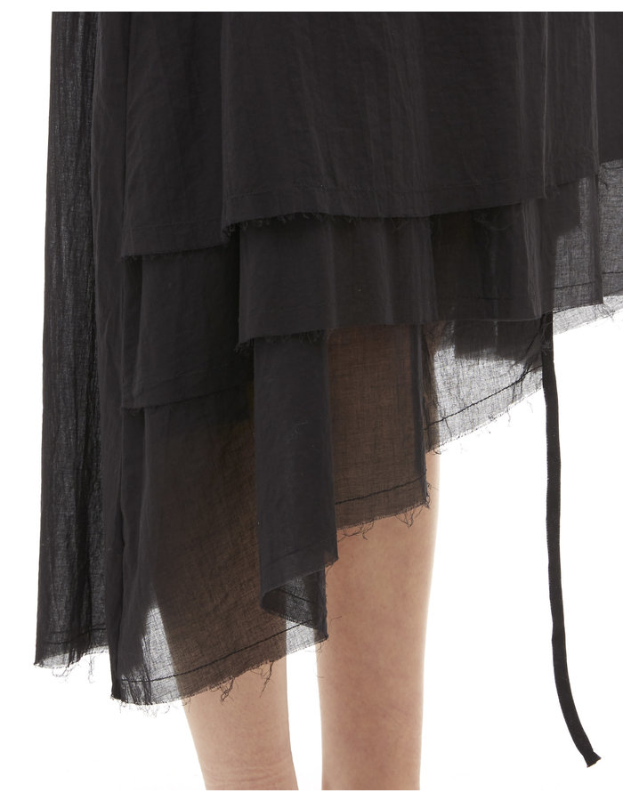 STUDIO B3 COTTON GAUZE LAYEREDASYMMETRIC DRESS - BLACK