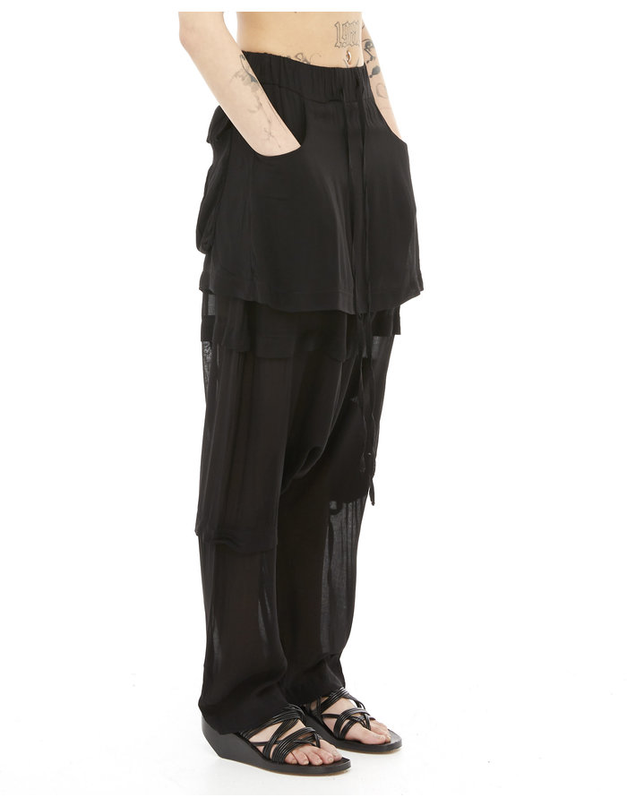 STUDIO B3 LIGHT VISCOSE LAYERED DROP CROTCH PANT