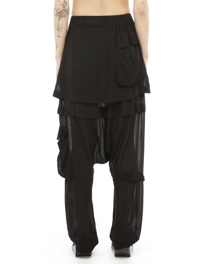 STUDIO B3 LIGHT VISCOSE LAYERED DROP CROTCH PANT