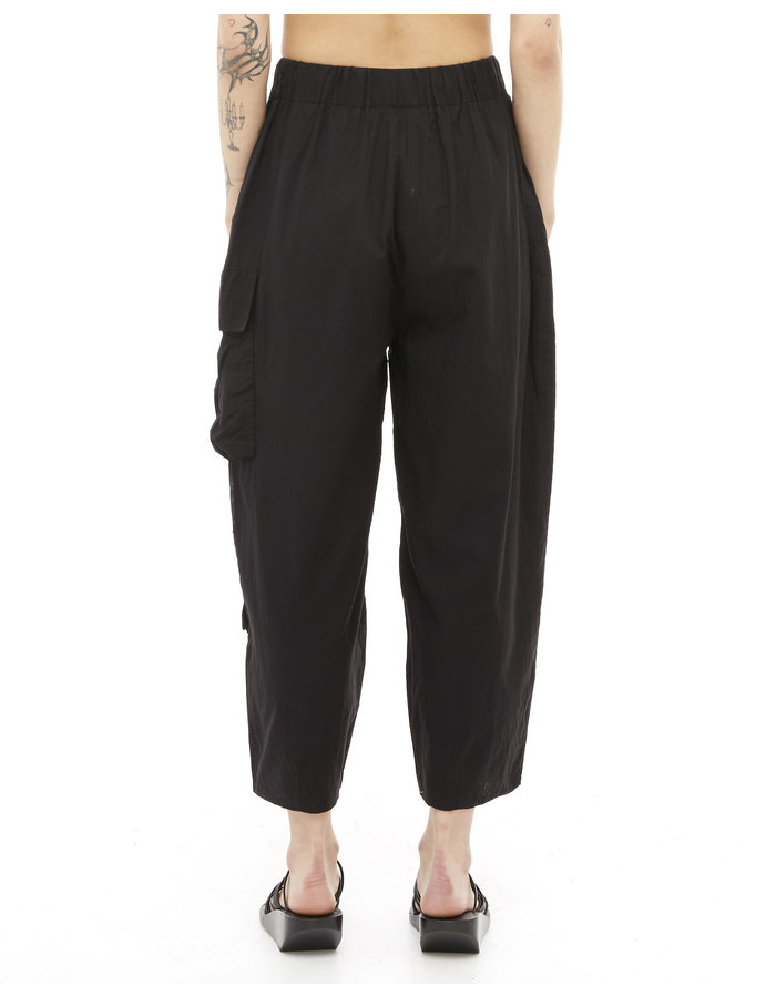 STUDIO B3 DOUBLE LAYERED COTTON GAUZE CARGO PANTS - BLACK