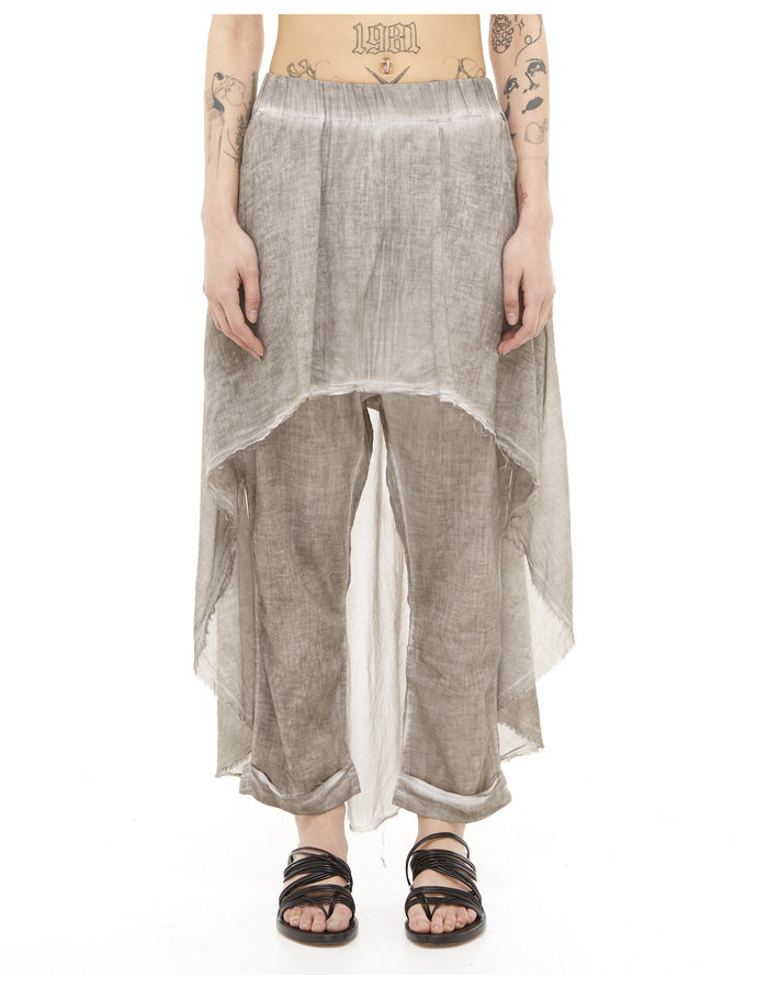 STUDIO B3 ASYMMETRIC SKIRTED COTTON GAUZE PANT - SLATE