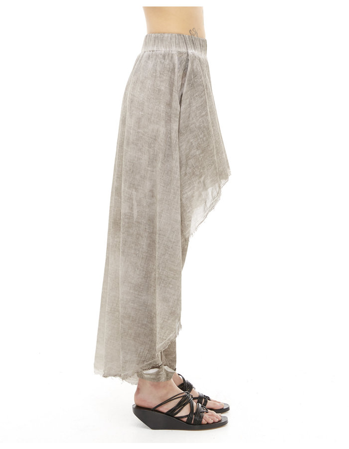 STUDIO B3 ASYMMETRIC SKIRTED COTTON GAUZE PANT - SLATE