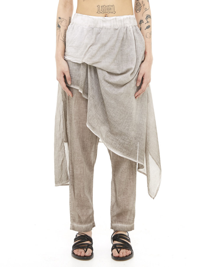 STUDIO B3 SKIRTED PANEL DROP CROTCH PANT - SLATE