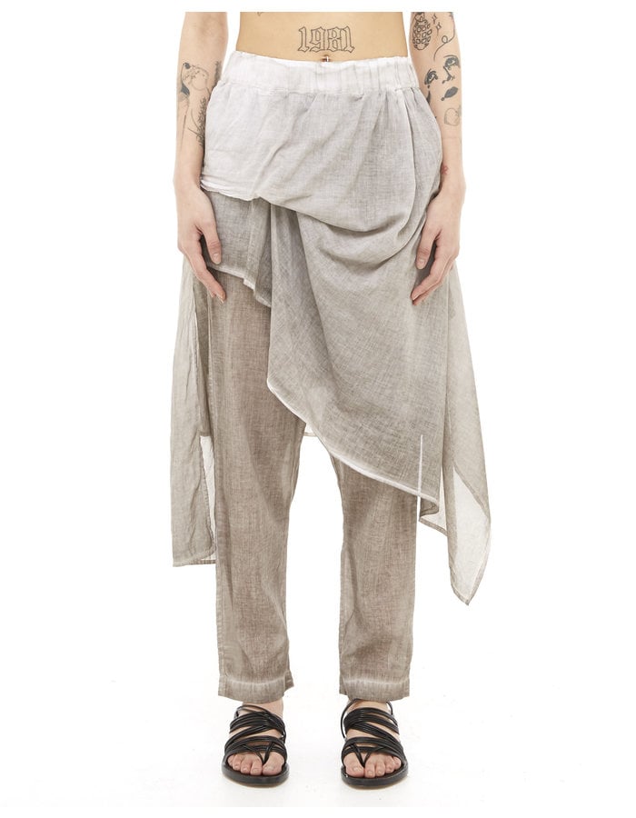 STUDIO B3 SKIRTED PANEL DROP CROTCH PANT - SLATE