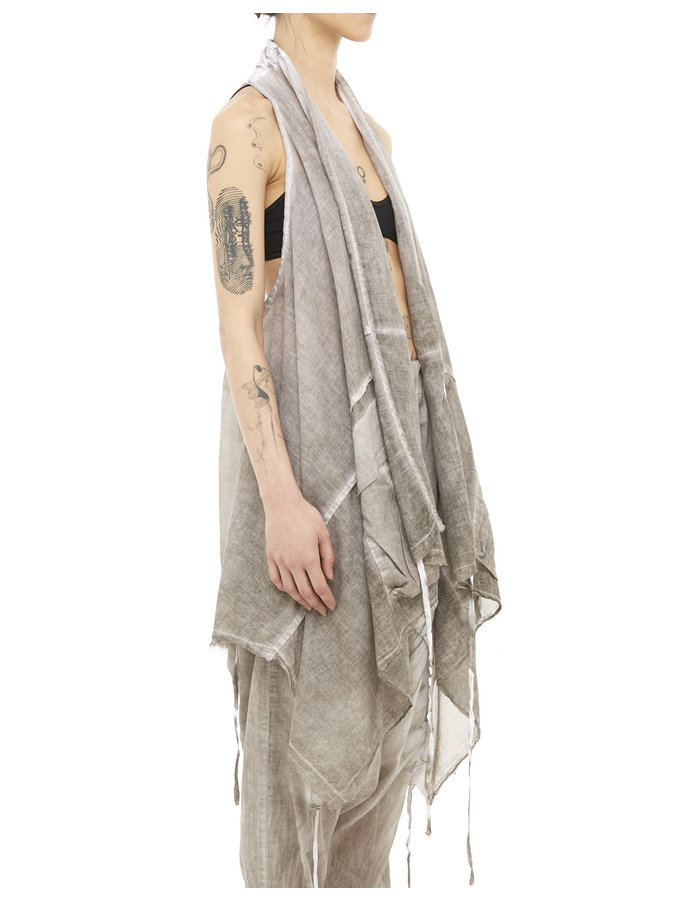 STUDIO B3 COTTON GAUZE VEST WITH RUCHED BACK - SLATE