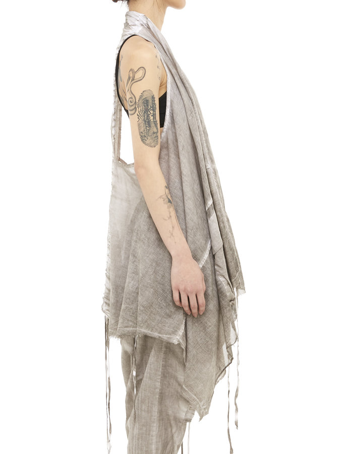 STUDIO B3 COTTON GAUZE VEST WITH RUCHED BACK - SLATE