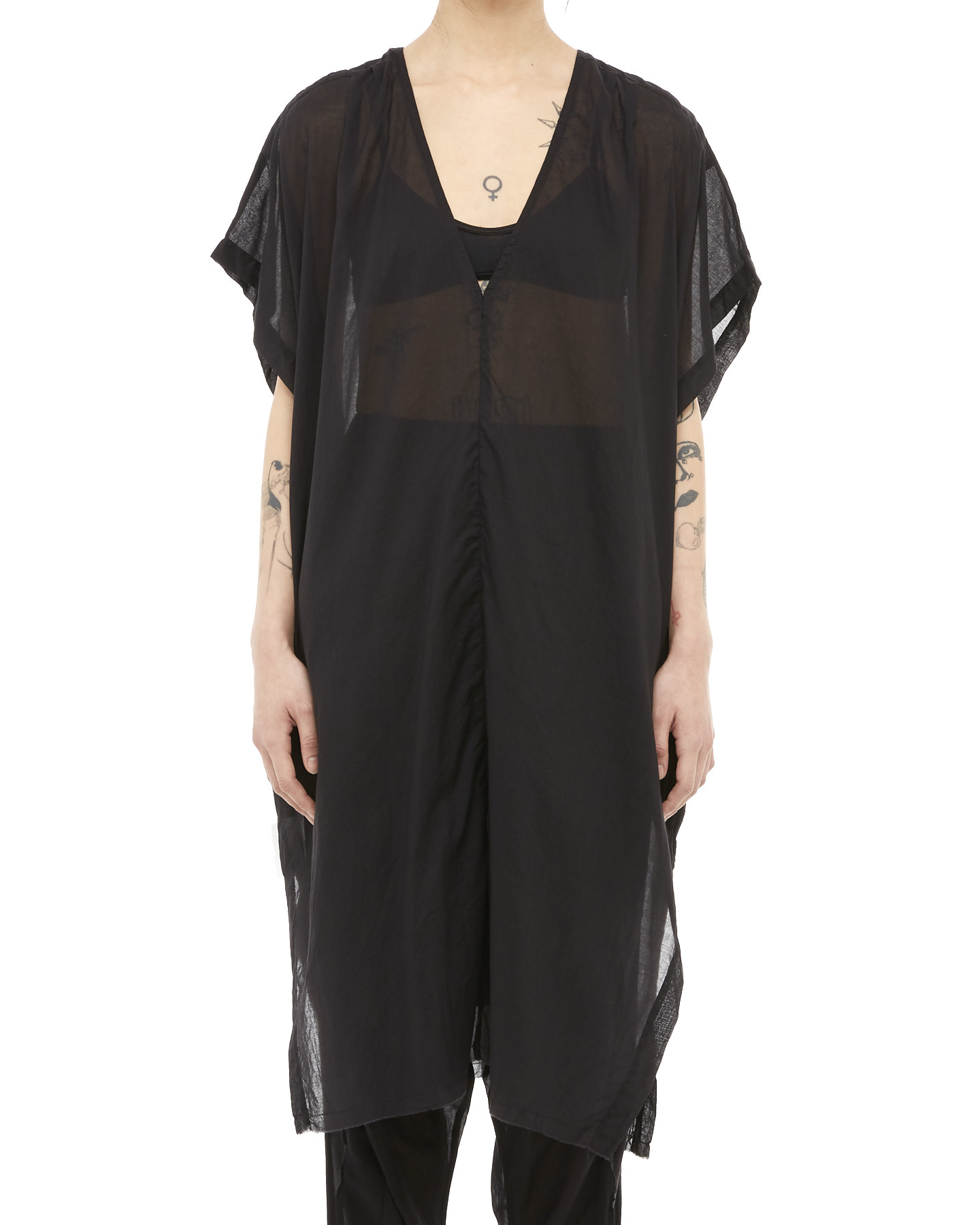 COTTON GAUZE KAFTAN - BLACK