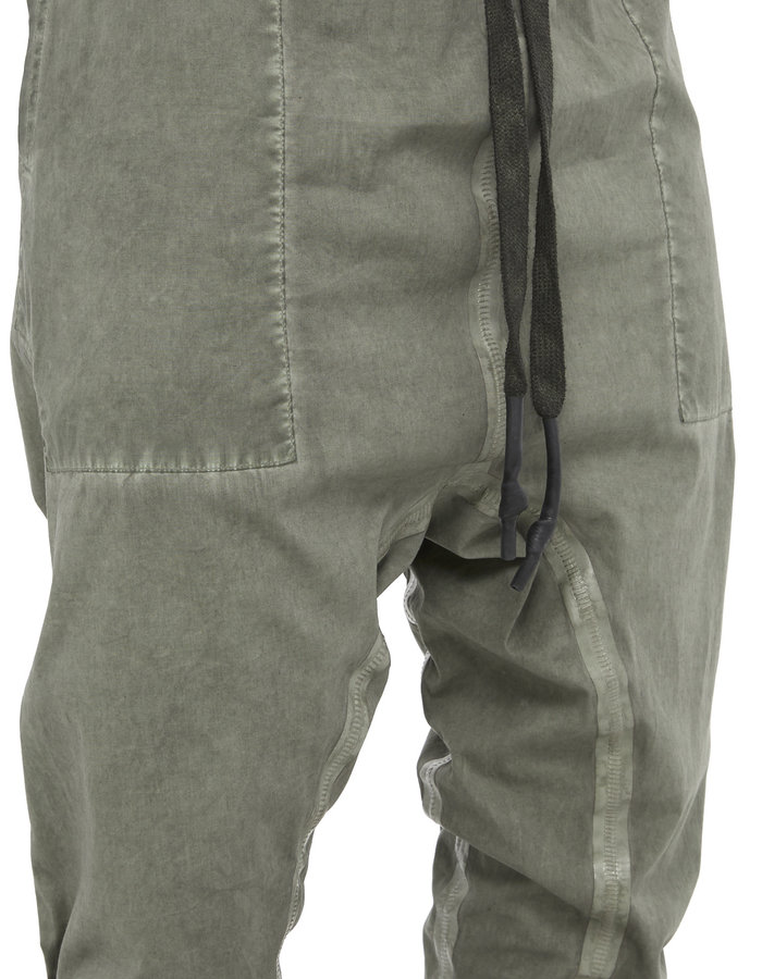 69 BY ISAAC SELLAM LC TAPED STRETCH POPLIN DROP CROTCH JOGGER - ARMY