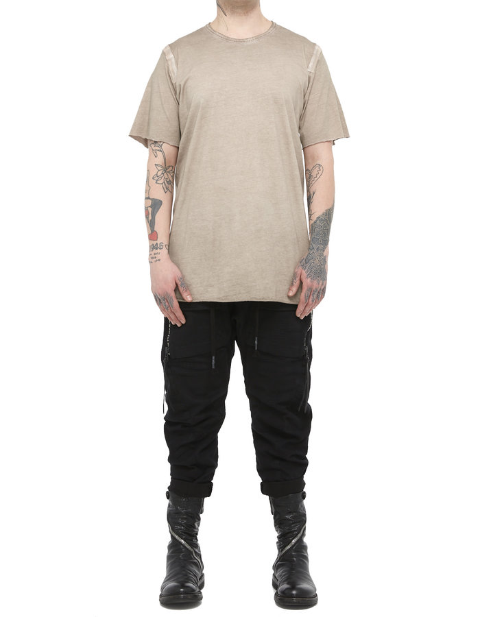 69 BY ISAAC SELLAM INTERSECTION TAPED COTTON T-SHIRT - TAUPE