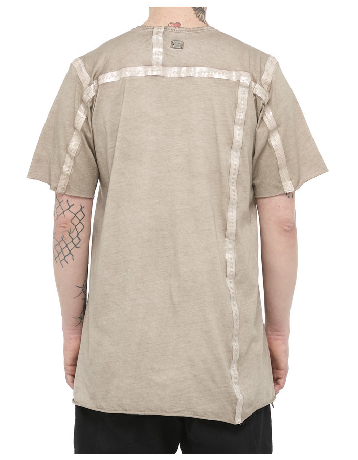69 BY ISAAC SELLAM INTERSECTION TAPED COTTON T-SHIRT - TAUPE