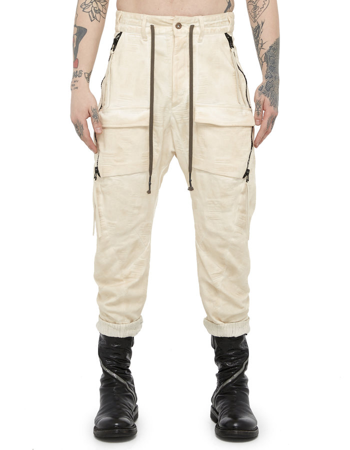 D. HYGEN PATCHWORK BUSH TAPERED CROPPED PANT - DIRTY WHITE