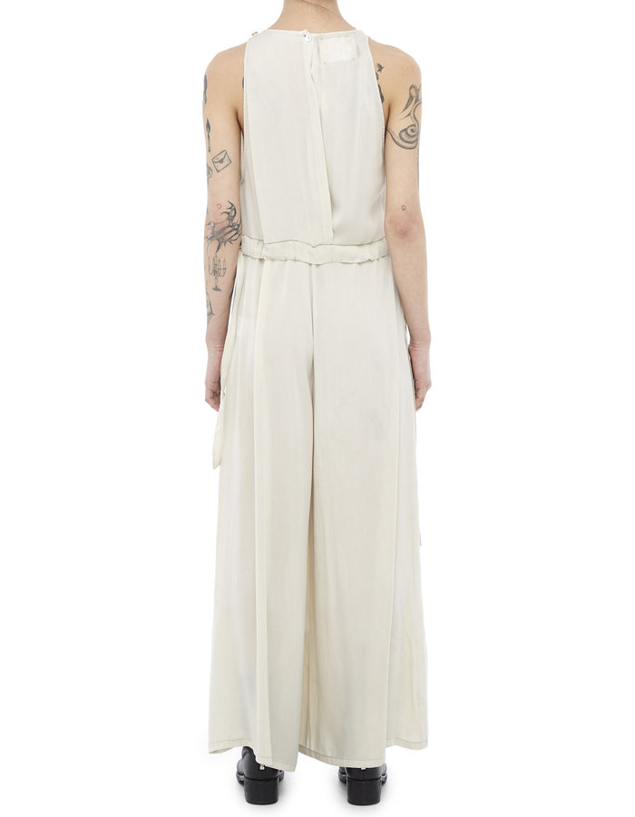 TOTUM PROJECT STRETCH SILK DRAPE FRONT WIDE LEG JUMPSUIT - SAND