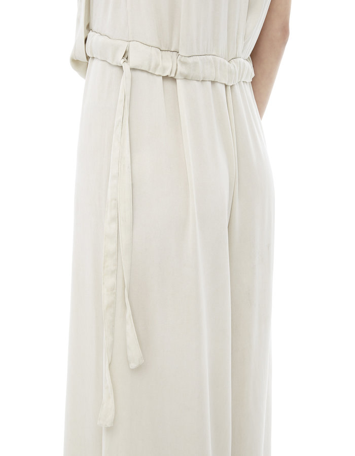 TOTUM PROJECT STRETCH SILK DRAPE FRONT WIDE LEG JUMPSUIT - SAND