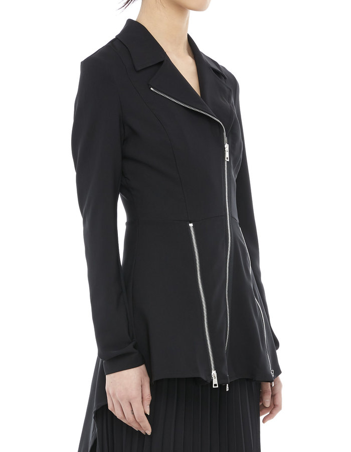 LA HAINE INSIDE US TECH STRETCH FITTED ZIP BIKER WITH SKIRT