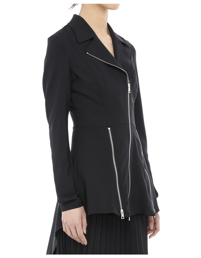 LA HAINE INSIDE US TECH STRETCH FITTED ZIP BIKER WITH SKIRT