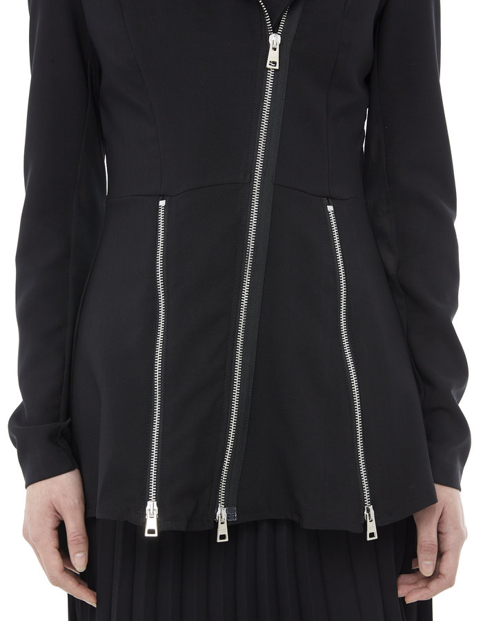 LA HAINE INSIDE US TECH STRETCH FITTED ZIP BIKER WITH SKIRT