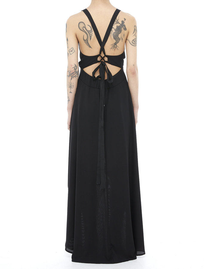 LA HAINE INSIDE US LIGHTWEIGHT ASYMMETRIC LONG TIE BACK DRESS