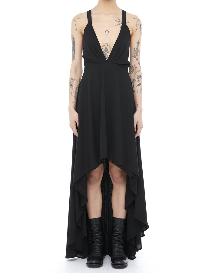 LA HAINE INSIDE US LIGHTWEIGHT ASYMMETRIC LONG TIE BACK DRESS