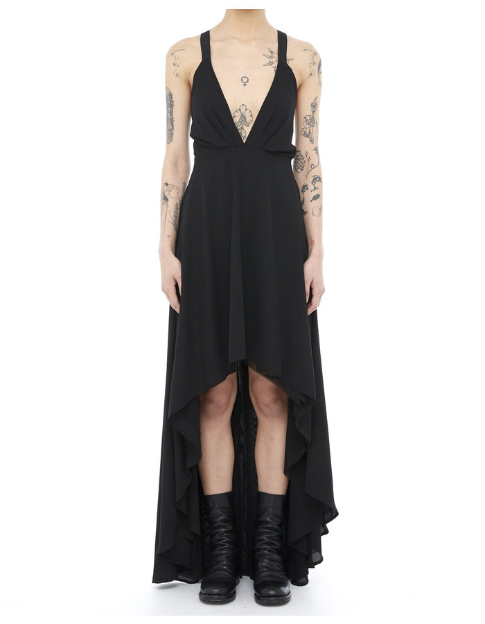 LA HAINE INSIDE US LIGHTWEIGHT ASYMMETRIC LONG TIE BACK DRESS