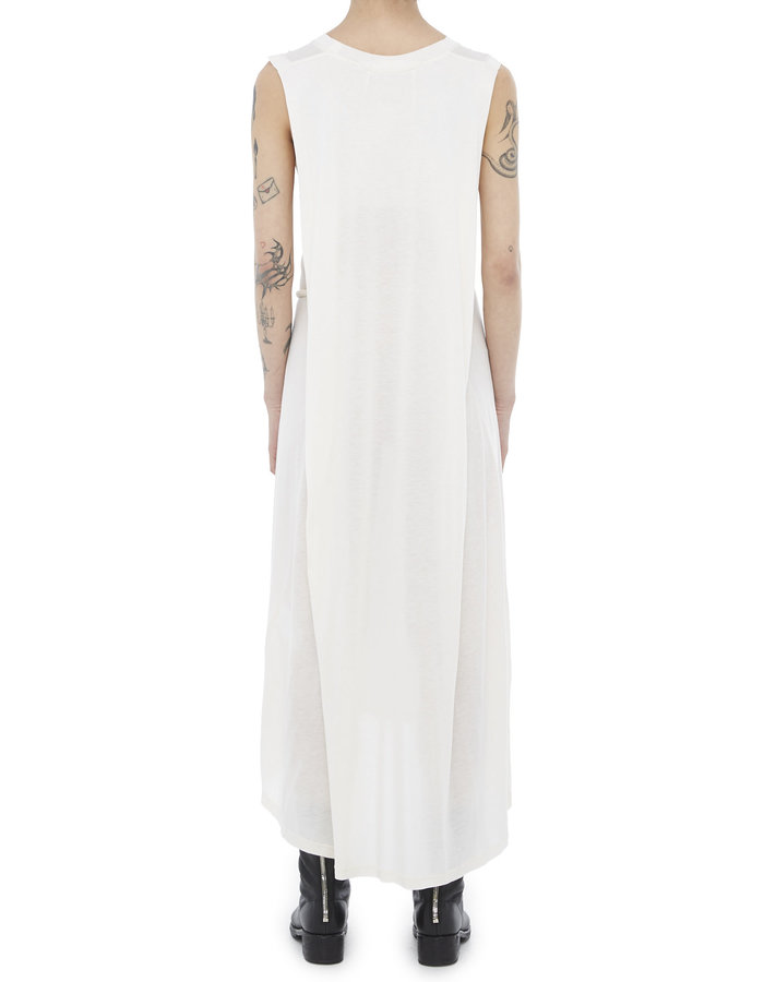 ISABEL BENENATO SLEEVELESS MODAL DRESS WITH ROPE BELT - WHITE