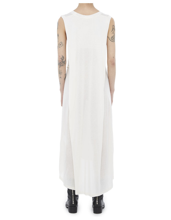 ISABEL BENENATO SLEEVELESS MODAL DRESS WITH ROPE BELT - WHITE