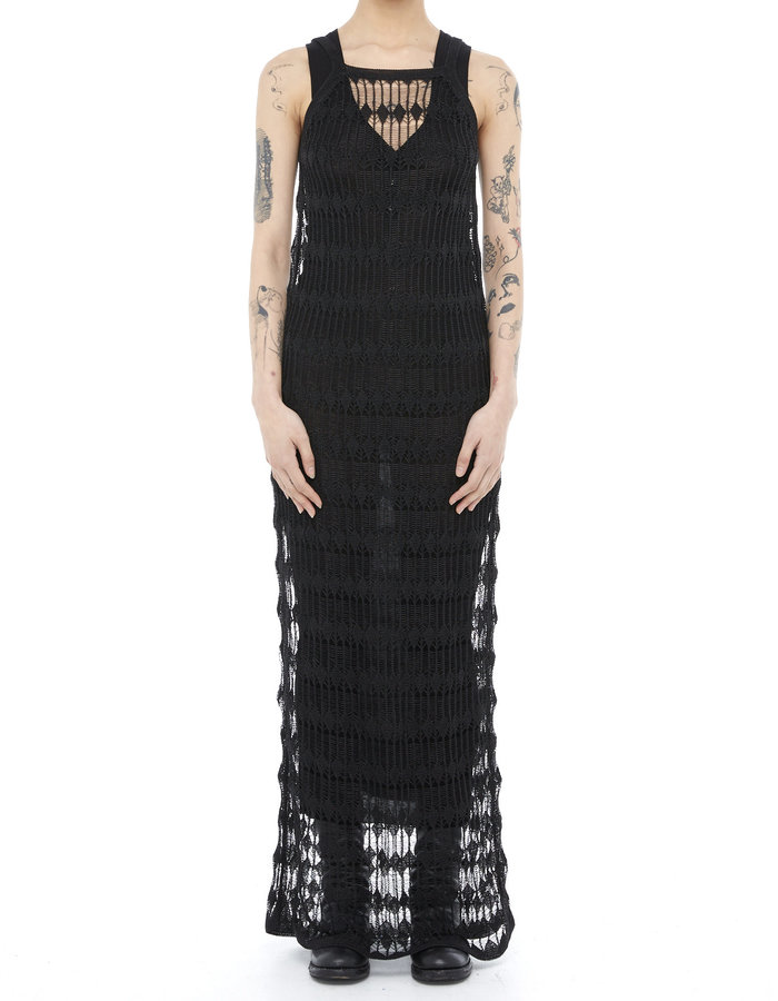 ISABEL BENENATO METALLIC WEAVE TANK DRESS - BLACK