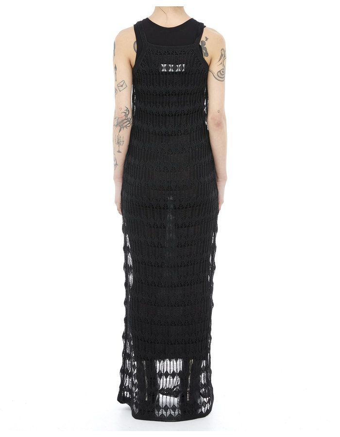 ISABEL BENENATO METALLIC WEAVE TANK DRESS - BLACK