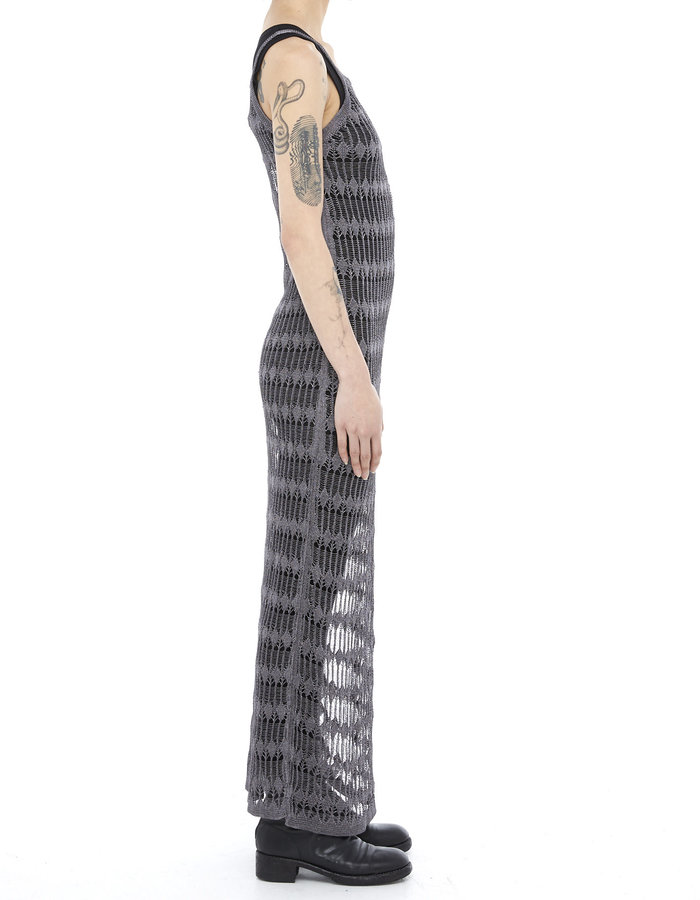 ISABEL BENENATO METALLIC WEAVE TANK DRESS - GRAPHITE