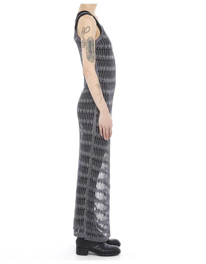 ISABEL BENENATO METALLIC WEAVE TANK DRESS - GRAPHITE