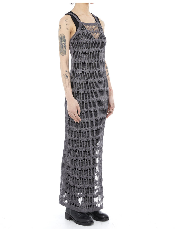 ISABEL BENENATO METALLIC WEAVE TANK DRESS - GRAPHITE