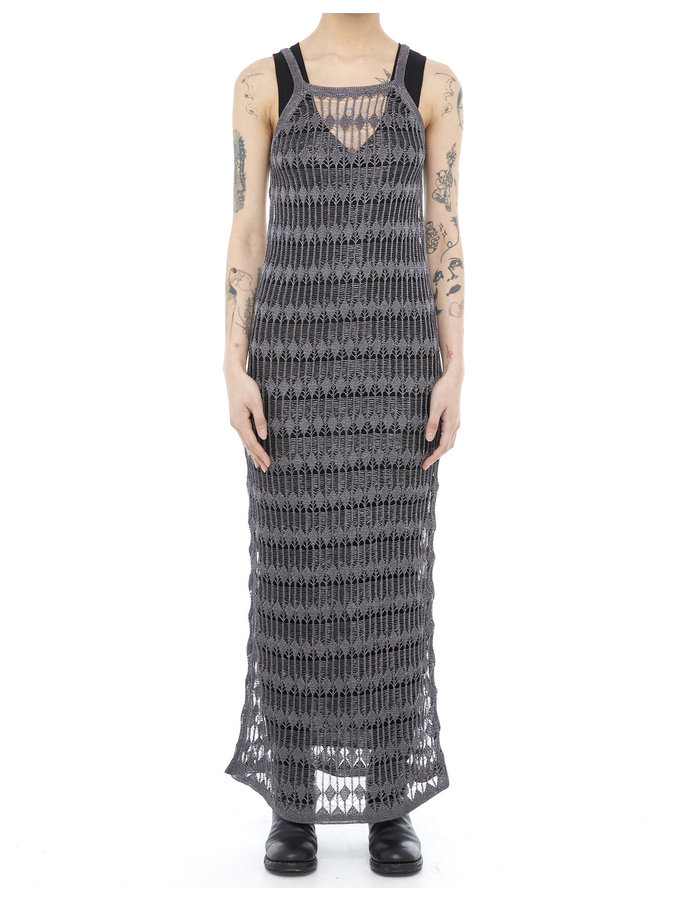 ISABEL BENENATO METALLIC WEAVE TANK DRESS - GRAPHITE