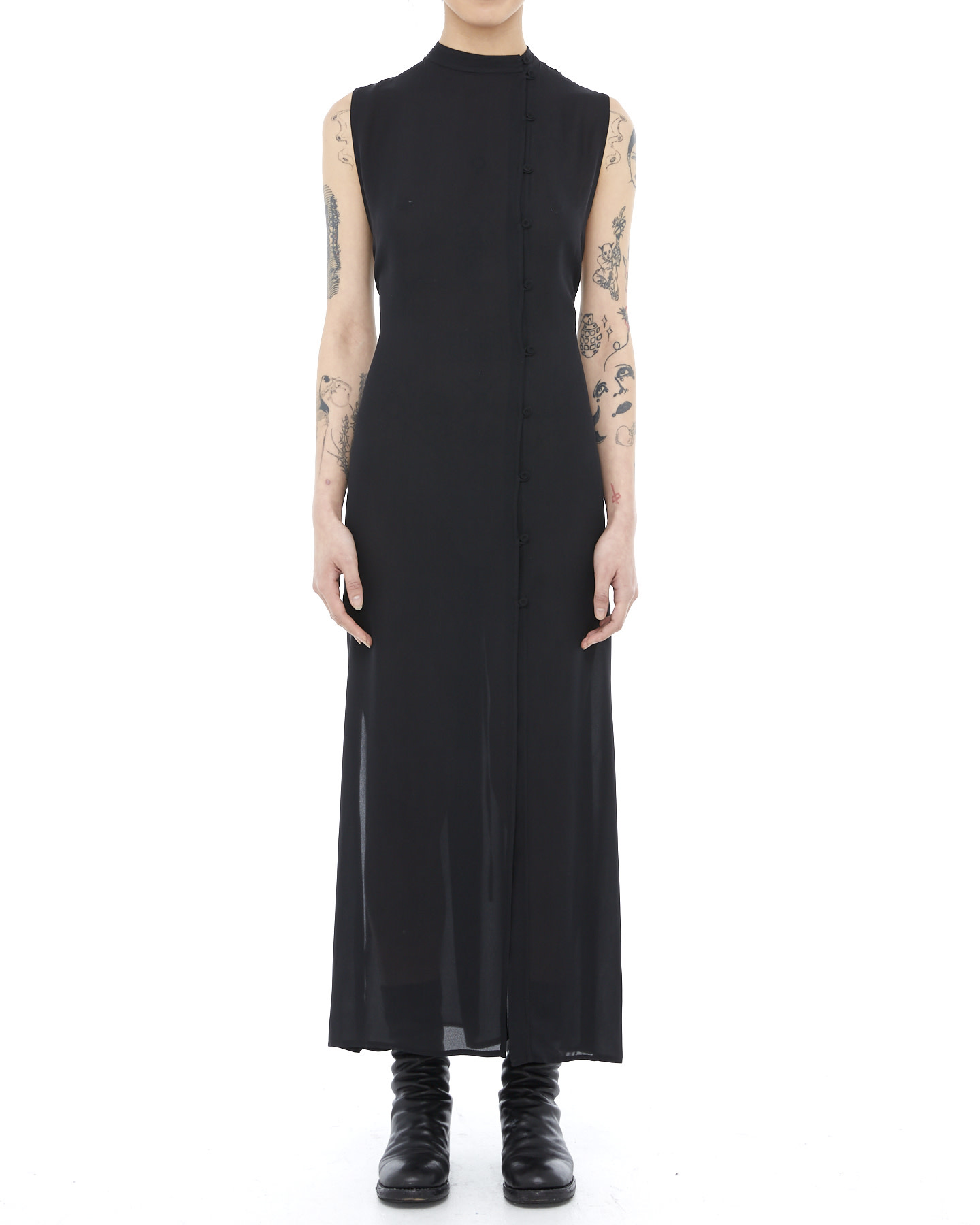 Silk Mandarin Collar Dress by Isabel Benenato | Shop Untitled NYC