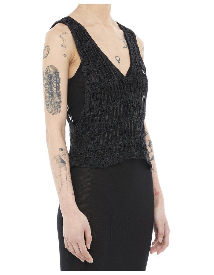 ISABEL BENENATO METALLIC WEAVE VEST - BLACK