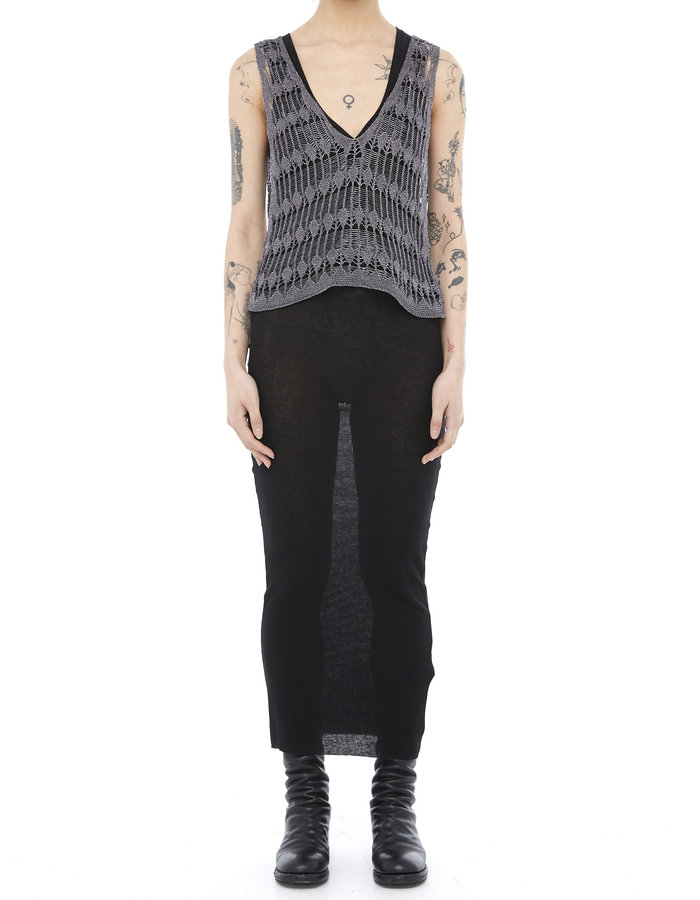 ISABEL BENENATO METALLIC WEAVE VEST - GRAPHITE