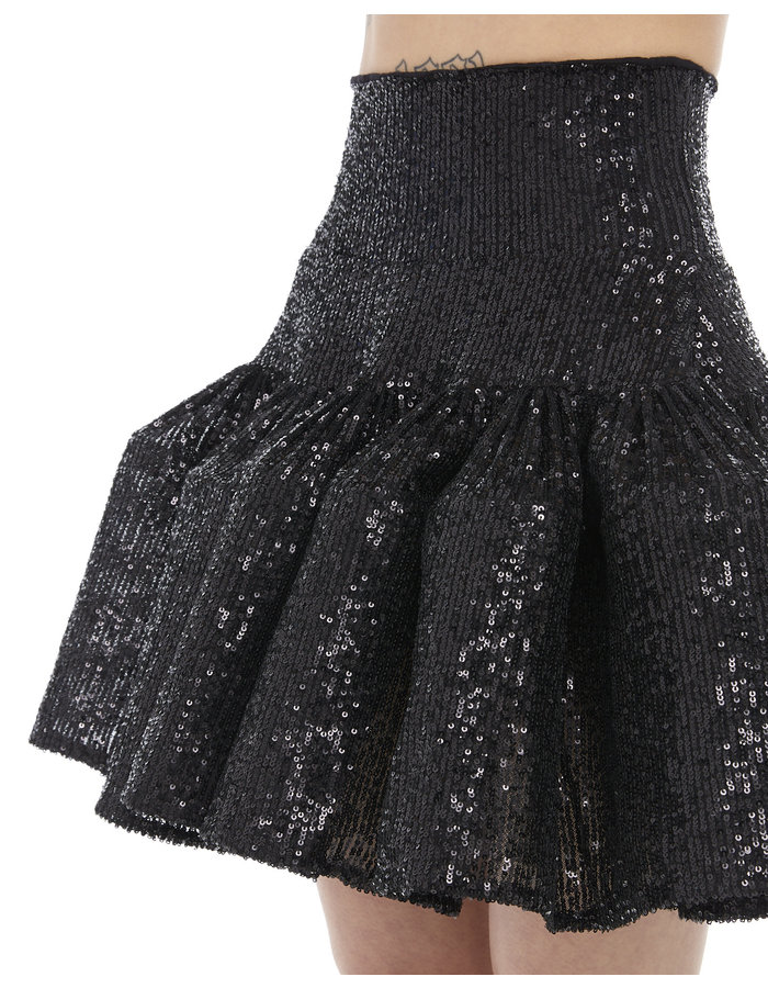 DAVIDS ROAD RUFFLED SEQUIN MINI SKIRT