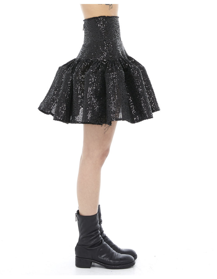 DAVIDS ROAD RUFFLED SEQUIN MINI SKIRT