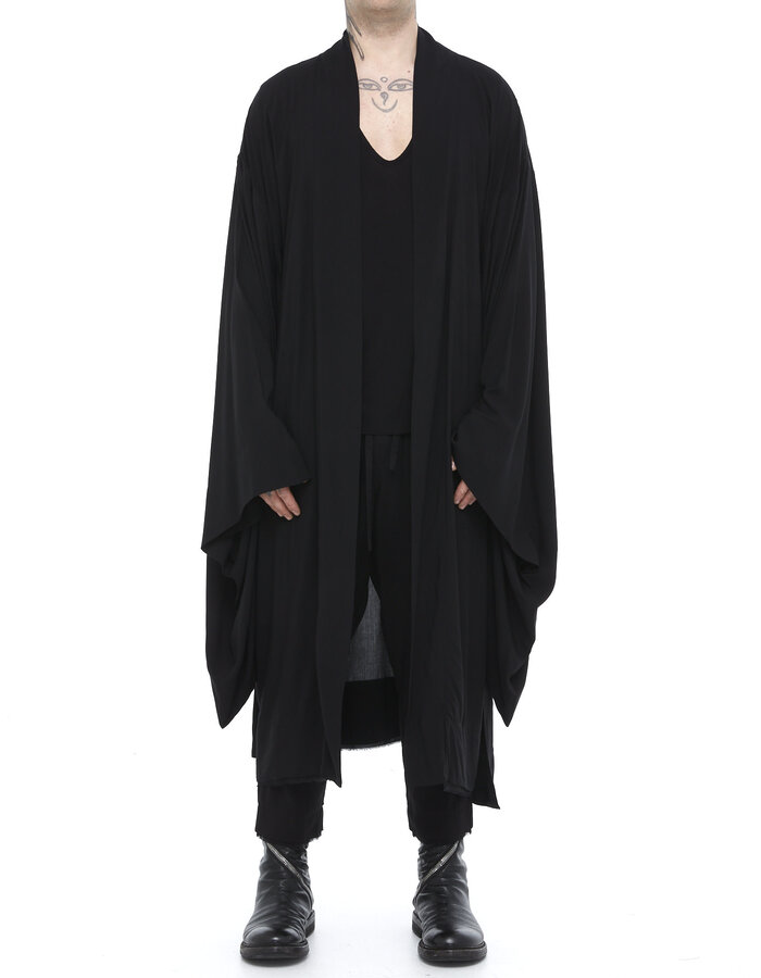 DAVIDS ROAD LIGHT WASHED COTTON LONG KIMONO - BLACK